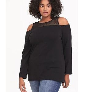 Torrid Black Mesh Cold Shoulder top size 6X